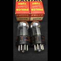 MATCHED PAIR PHILCO (Sylvania made) 6SN7GTB Chrome VACUUM TUBES Tested H.9155