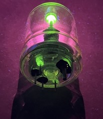 TWO 4-65A VACUUM TUBES WITH URANIUM GLASS SEALS – VASELINE GLASS – NICE UV GLOW