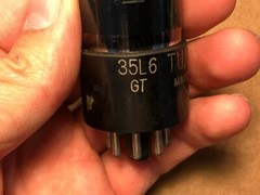 Vintage 1940s Tung-Sol 35L6GT Output Tube Tests Good Black Glass