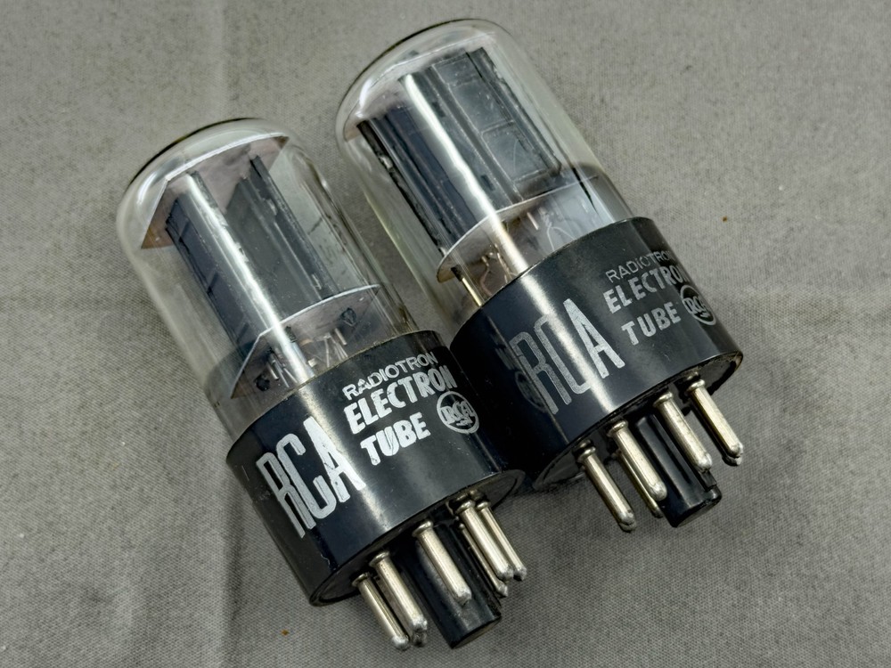 (2) RCA 6SN7GTB Vacuum Tubes Long Black Plates Bottom D Getters Tests Strong