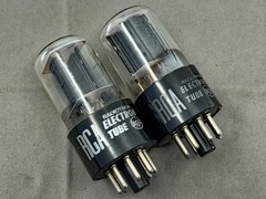 (2) RCA 6SN7GTB Vacuum Tubes Long Black Plates Bottom D Getters Tests Strong