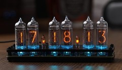 Nixie tube clock. IN-14 6 digits tubes. Carbon fiber case. USB-type C