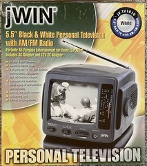 New JWIN JV-TV1010 5.5” Analog Black/White TV AM/FM Radio Combo Portable Camping