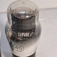 2 National Union branded vacuum tubes Type 45 power amplifier triode ST shape