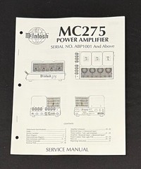 McIntosh MC275 MC-275 Power Amplifier Service Manual