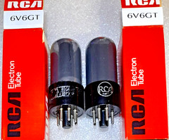 Matched Pair 6V6GT RCA smoked glass/black plate Vacuum Tubes, TV-7D Tested