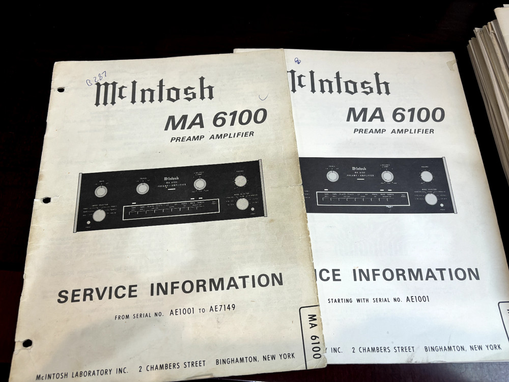 McIntosh MA6100 MA-6100 SET OF Repair Service Manual **ORIGINAL**