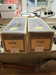 GEC EMITRON U50 5Y3 Black Plate Brown Base Square Getter Tested Strong Pair Tube