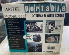 Amtel Vintage Black And White CRT TV Model 502 Portable – NOS