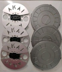 Lot of 3 Vintage Akai Die-Cut Metal Reel To Reel Tape Take-Up 7″ 1/4″ With Cases