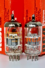 NOS 6DJ8 ECC88 6922 E88CC AMPEREX HOLLAND V-RARE DIMPLE-DISC TUBES MATCHED PAIR