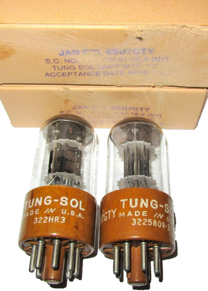 1950S MATCHED PAIR NOS NIB MILITARY TUNG SOL 6SU7GTY TUBES PHONO QUALITY NOISE!