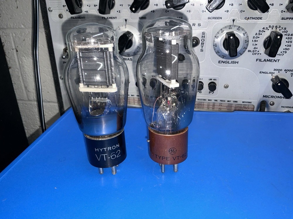 Pair VT-62 801 power vacuum tube -triode-Hytron & GE – 110% & 90%