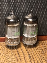 12AU7 Vacuum Tube Pair Sylvania Test NOS 100 % Gray Plate Slant D Get Tube Amp
