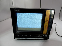 Vintage 1989 Rhapsody Portable Black & White TV w/AC Adaptor Antenna Tested Used