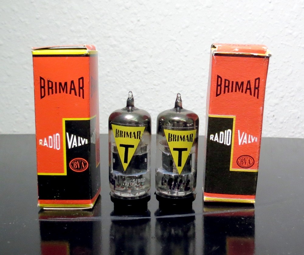 ULTRA RARE Matched Pair BRIMAR 6060/12at7/6201 tubes 1950s – Test NOS