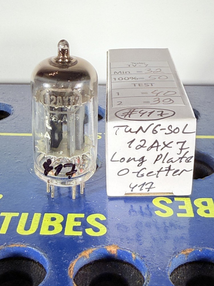 Tung-Sol ECC83 12AX7 Long Grey Plate O-Getter Tested Good Balanced Tube
