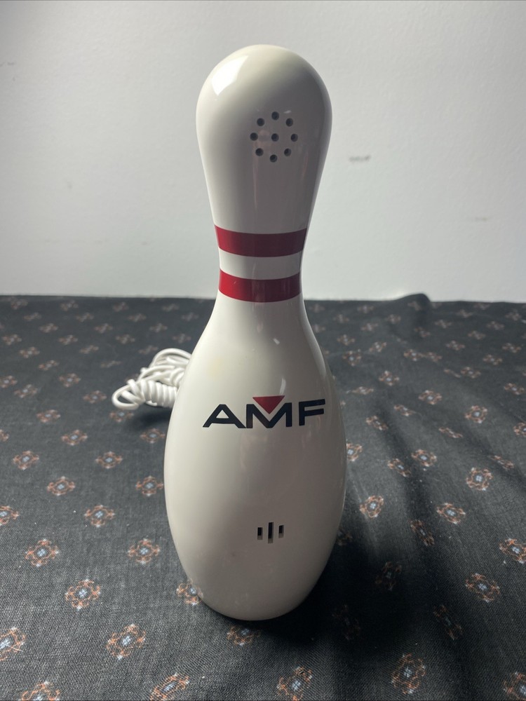 Vintage AMF Bowling Pin Telephone White Red & Black Bowl Pin W/ Cord ~ Untested