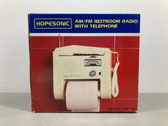 Hopesonic Restroom Radio w/ Telephone Toilet Paper Holder HE-841 New Old Stock
