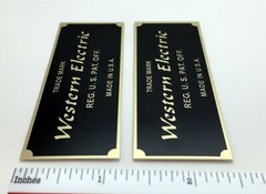 Western Electric Badge Logo Custom Made Aluminum PAIR Silver or Gold