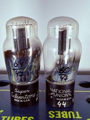 Matched Pair National Union Type 45 One Label Silvertone Tested Good Tube