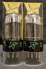 SYLVANIA 6SN7 GTB TUBE 1968 GREEN LABEL BLACK BASE CHROME TOP FOIL MATCHED SET