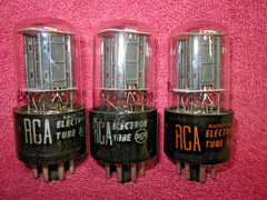 Matched Pair +1 RCA 6SN7GTB Staggered Black Plate Tubes Balanced STRONG 3pc 6SN7