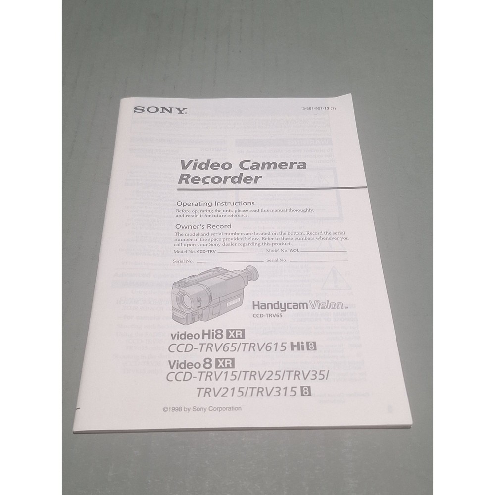 Sony CCD-TRV65 TRV615 TRV15 TRV25 TRV35 TRV315 Manual Hi8 Video8 XR