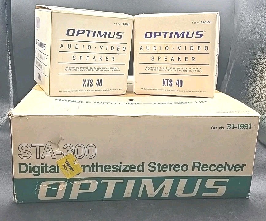 OPTIMUS STA-300 Digital Synthesized Stereo Receiver XTS 40 Speakers New NOS 90s