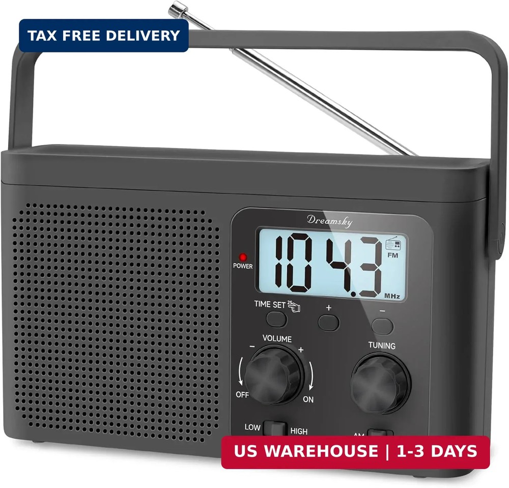 AM FM Radio Portable – Shortwave Radio Battery Powered or Plug in Wall