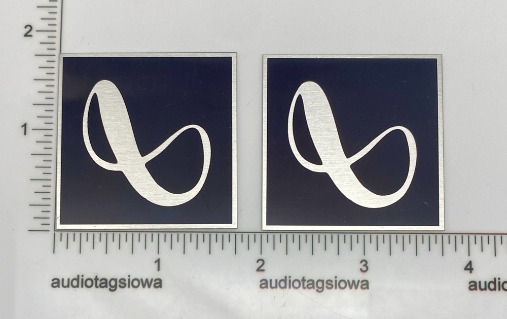 Infinity Quantum Junior Jr Speaker Badge Logo Custom Made Aluminum Pair