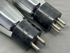 (2) RCA Cunningham 71A Power Tubes Silver Plates Engraved Bases Late 40s Strong