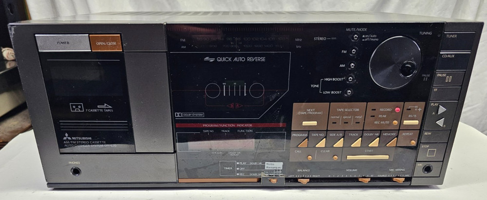 Vintage -Mitsubishi 7 Cassette Changer, Receiver, System #DA-L70-Japan -WORKS