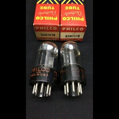 MATCHED PAIR PHILCO (Sylvania made) 6SN7GTB Chrome VACUUM TUBES Tested H.9155