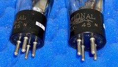 TWO National Union NX-45 Tubes 45 / Tested +100% / Engraved 1930’s Cup Getter