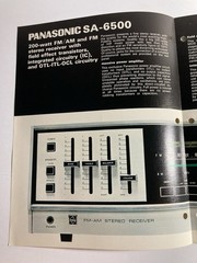 Panasonic 200-Watt FM/AM Stereo Receiver Model SA-6500 Brochure