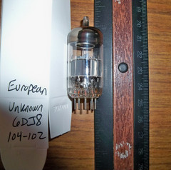 Strong Unknown European Gray Plate O Getter 6DJ8 / ECC88 Tube – 104/102