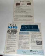 VTG McIntosh MA-6100 Vintage Preamp-Amplifier Sales Brochure (original)/Clinic