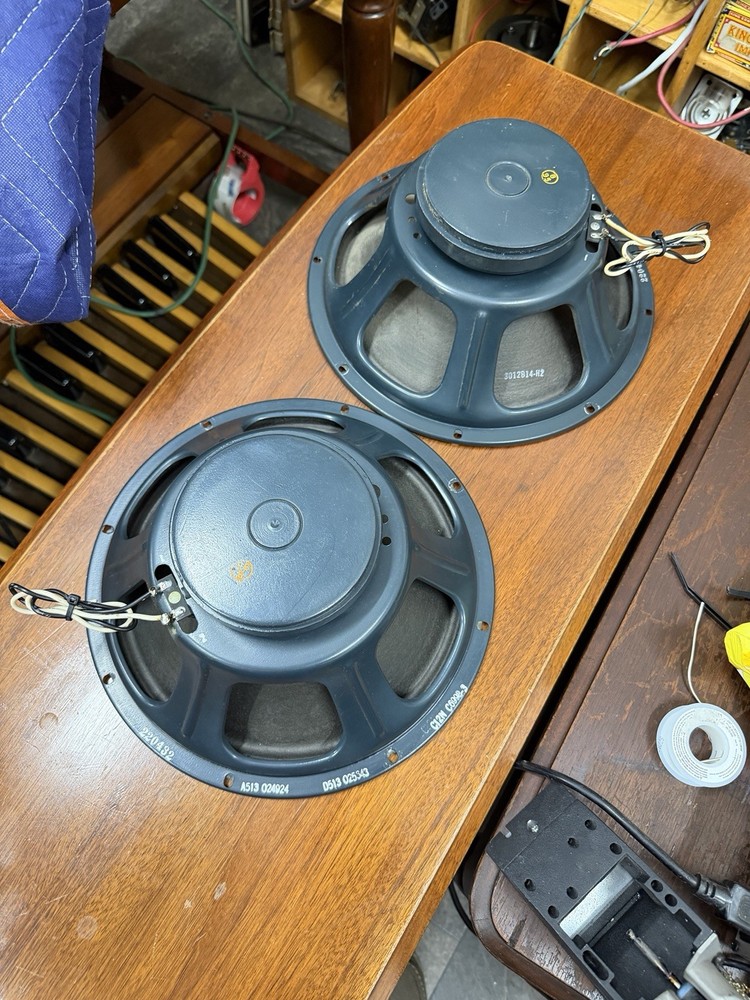 Matched Pair 1964 Jensen C12N Teal Speakers For Fender Tube Amplifier Original