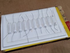 new Vintage NOS Pyramid 600 Capacitor Type III display box Ohmite Resistors USA