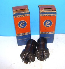 12SR7 NOS Cunningham radio audio amplifier metal vacuum tubes 2 valves tested