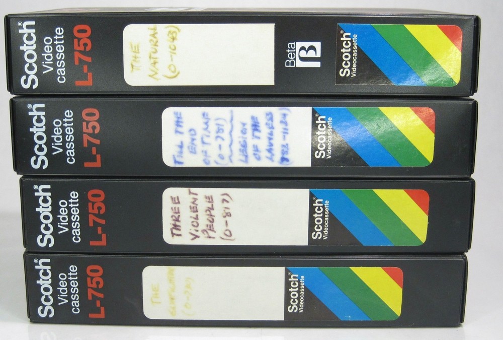 Vintage Betamax Beta Tape Lot of 4 Used Tapes Scotch Model L-750 w/ Cases