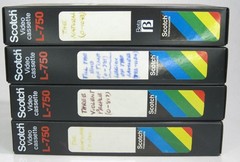 Vintage Betamax Beta Tape Lot of 4 Used Tapes Scotch Model L-750 w/ Cases