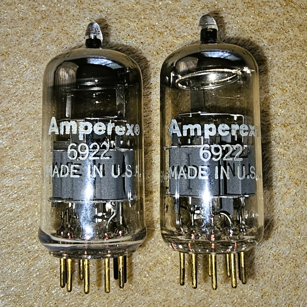 Amperex PQ 6922 O-Getter Gold Pins – Made in USA 1963 – Strong Matched Pair