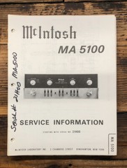 McIntosh MA5100 MA-5100 Amplifier Service Manual *Original*