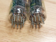 Perfectly Matched Pair of Raytheon 12AX7 Black Plate Vacuum Tubes #2
