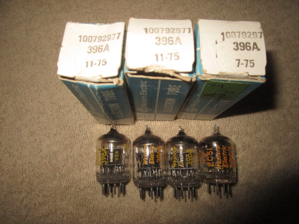 (4) NOS Testing (3) are NIB Western Electric 396A Ham Radio Audio Tubes