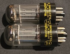 WESTINGHOUSE 6SN7 GTB TUBE 1963 TOUGH DOGS 2 HOLE GRAY PLATES MATCHING SET NIB