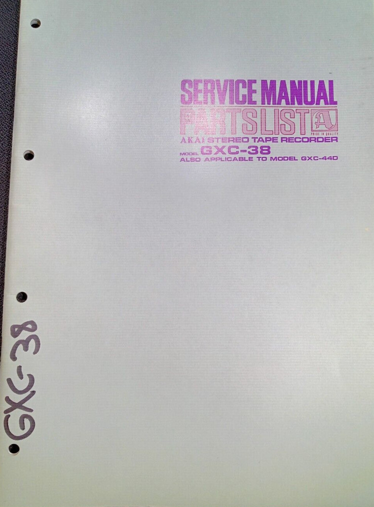 AKAI GXC-38 GXC-44D Cassette Deck Service Manual TEAC Pioneer Roberts Sony