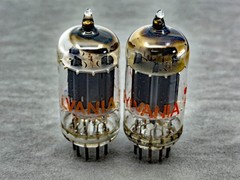 (2) Sylvania 12AX7A ECC83 Preamp Tubes Gray Plates O Getters Tests NOS Amplitrex